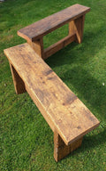 Rustic Reclaimed Scaffold Board Bench Danish Oil Front View