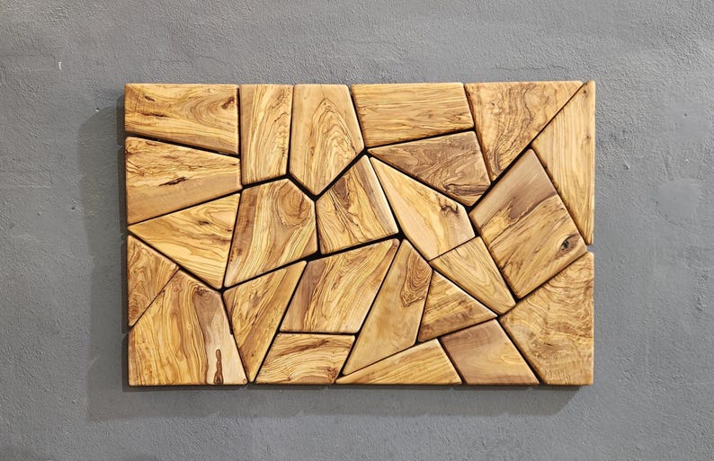 Olive Wood Mosaic Panel Mounted Living Room Setting
