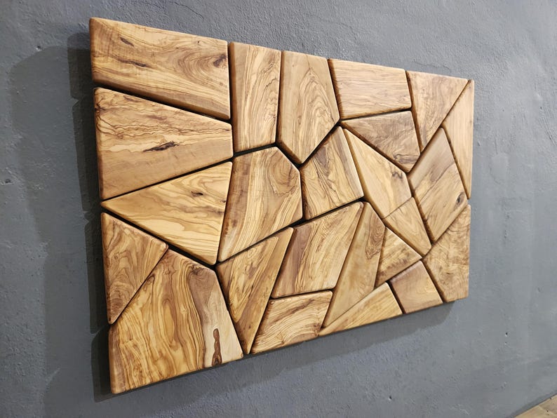 Olive Wood Mosaic Panel Side Profile 1.9cm Depth