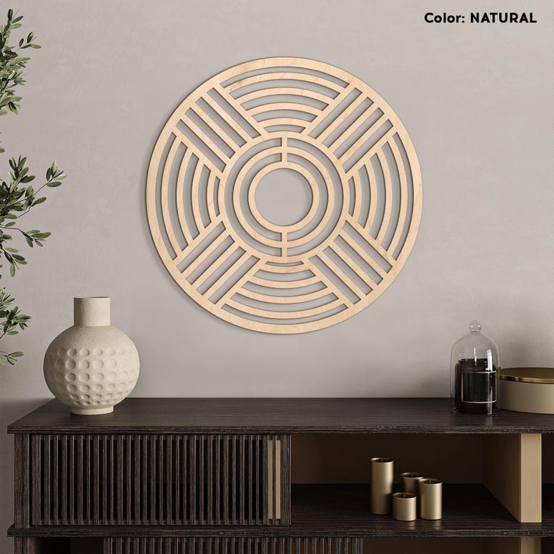 Round Geometric Wall Decor Pattern Detail Close-Up