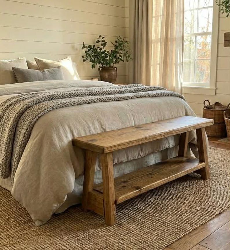 Reclaimed Scaffold Board Bench Medium Oak Stain