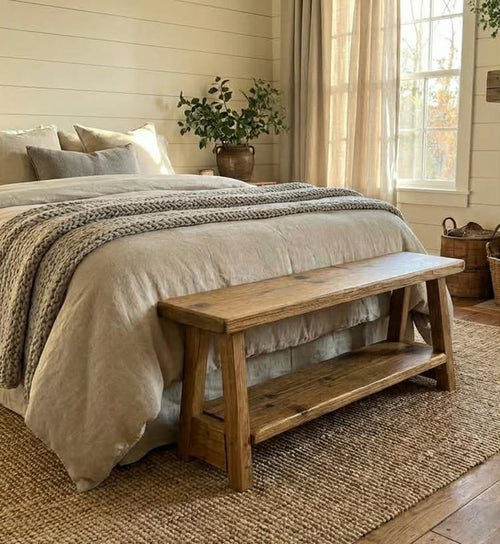 Reclaimed Scaffold Board Bench Medium Oak Stain