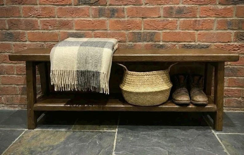 Reclaimed Wood Bed End Bench Dark Oak Finish